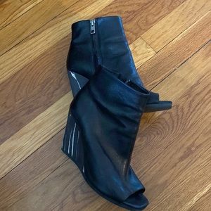 All Saints. Peekaboo toe. Leather. Zebra heel.